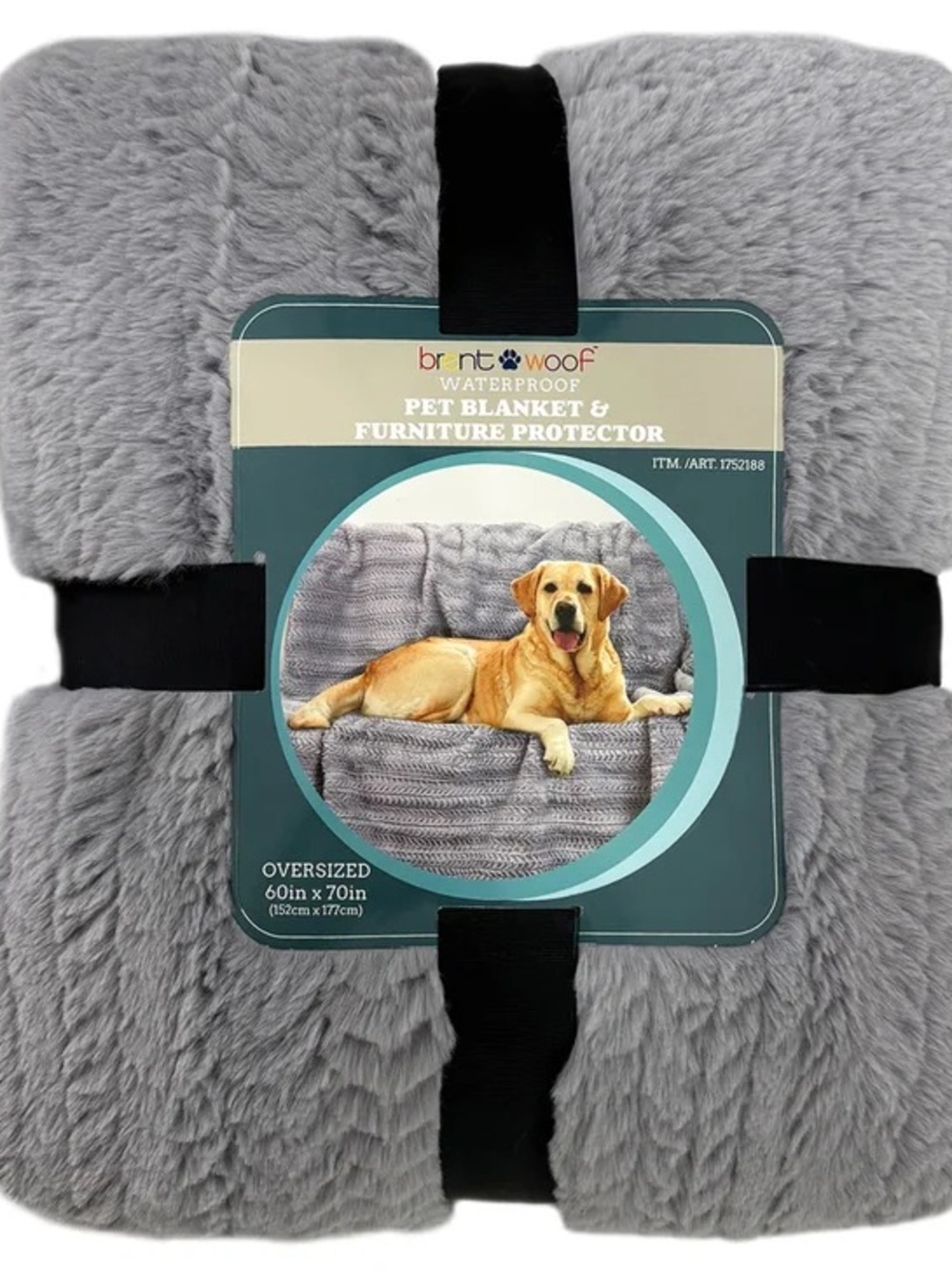 BrentWoof Waterproof Pet Blanket & Furniture Protector, Oversized 60"x70", Grey